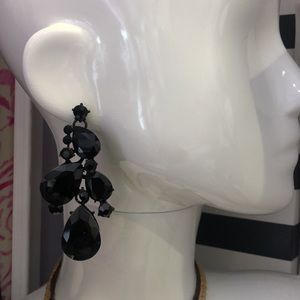 Dramatic Jet Black Crystal Earrings-Boutique